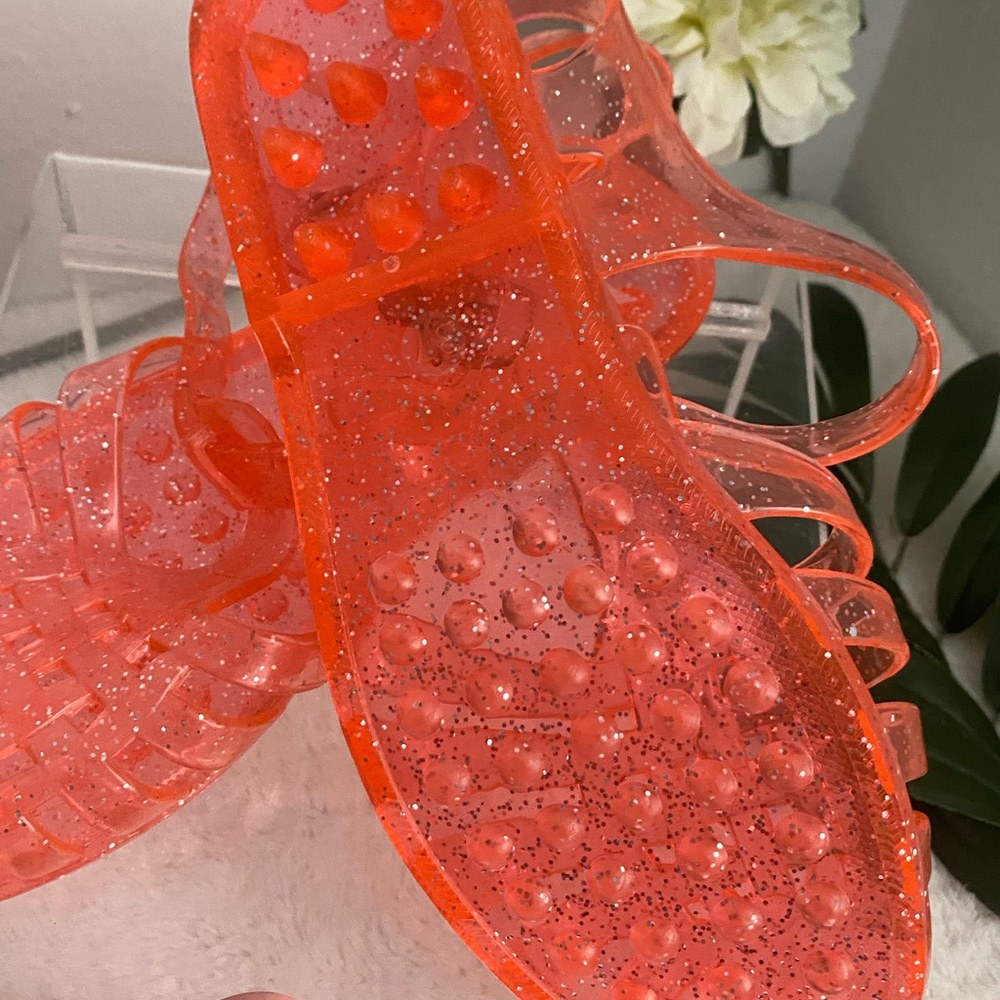 Retro Women's jelly Glitter Sandals - Orange - Picture 5 of 7